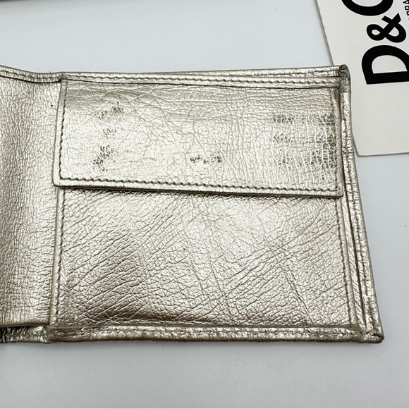 D&G Dolce Gabbana Metallic Gold Bifold Leather Wallet - Picture 12 of 16